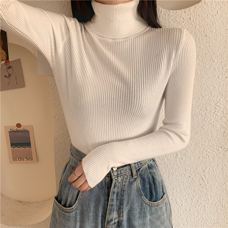 Picture of High Collar Base Shirt Women's Autumn and Winter All-match Sweater Korean Style New Spring and Autumn Slim-fit Long-sleeve Inner Knitted Top