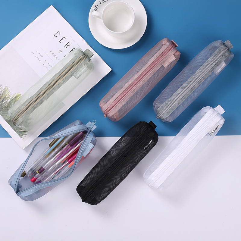 Picture of Three-dimensional simple transparent mesh pen bag for students examination stationery bag large capacity portable storage bag wholesale