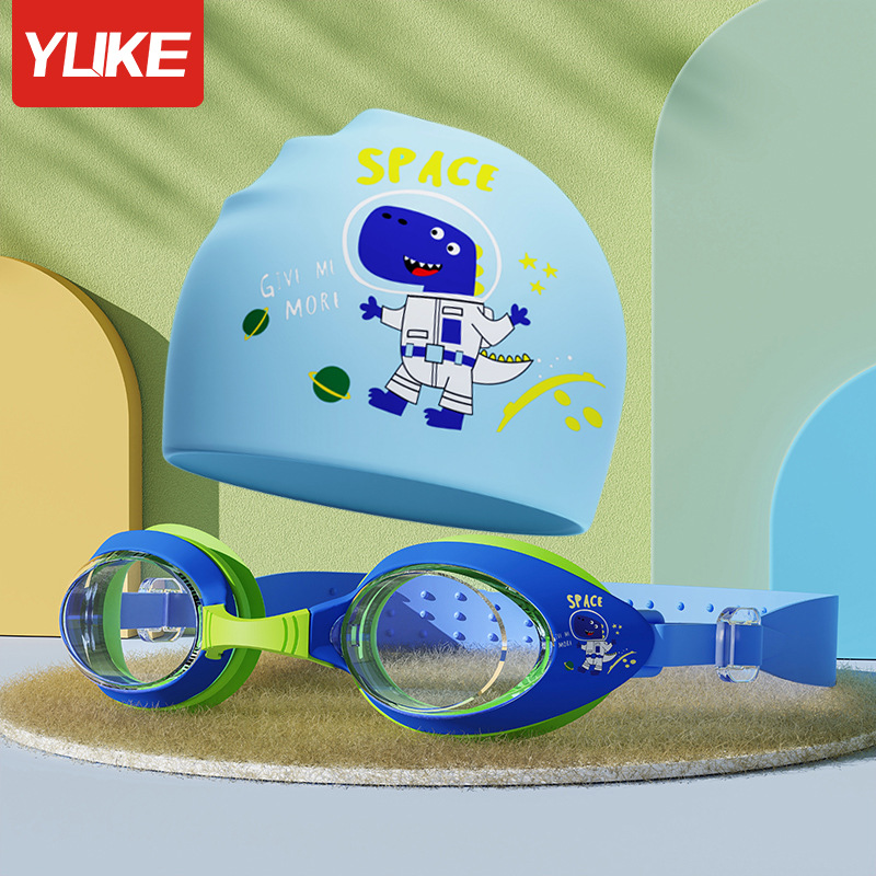 Picture of Children's swimming goggles waterproof anti-fog HD boys and girls professional swimming glasses swimming cap set diving special equipment
