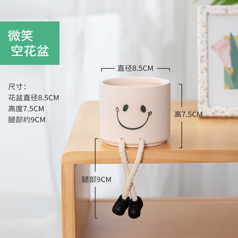 Picture of Creative Expression Hanging Feet Doll Ceramic Flower Pot Artificial Flower Potted Plant Green Plant Indoor Balcony Desktop Decoration Crafts