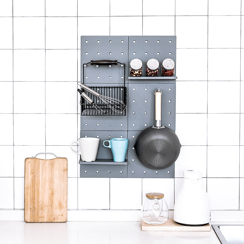 Picture of Casual Plastic Hole Board Set Living Room Kitchen Wall Bedroom Storage Wall Partition Home Wall Hanging Shelf