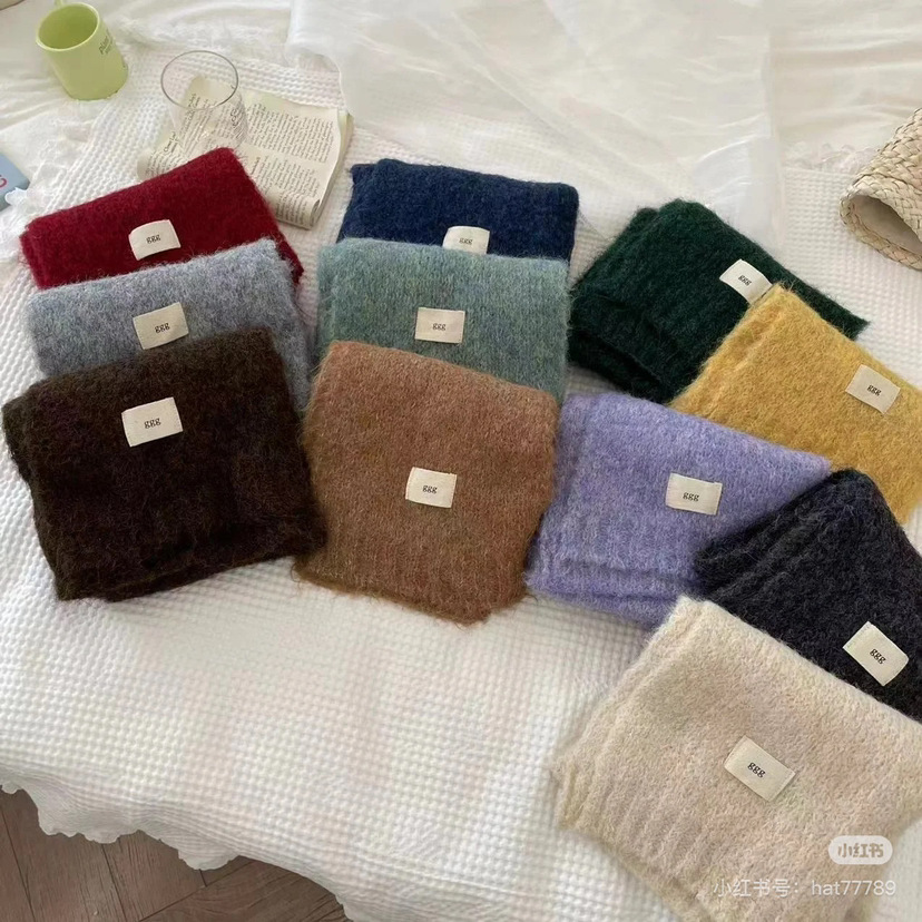ins soft waxy ~ Korean version of wool scarf women's autumn and winter Korean version of Good Match mixed color knitted wool warm scarf