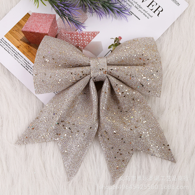 Picture of Christmas Big Bow Decoration Pendant DIY Sequin Pearl Cotton Bow Christmas Tree Hanging Party Decoration