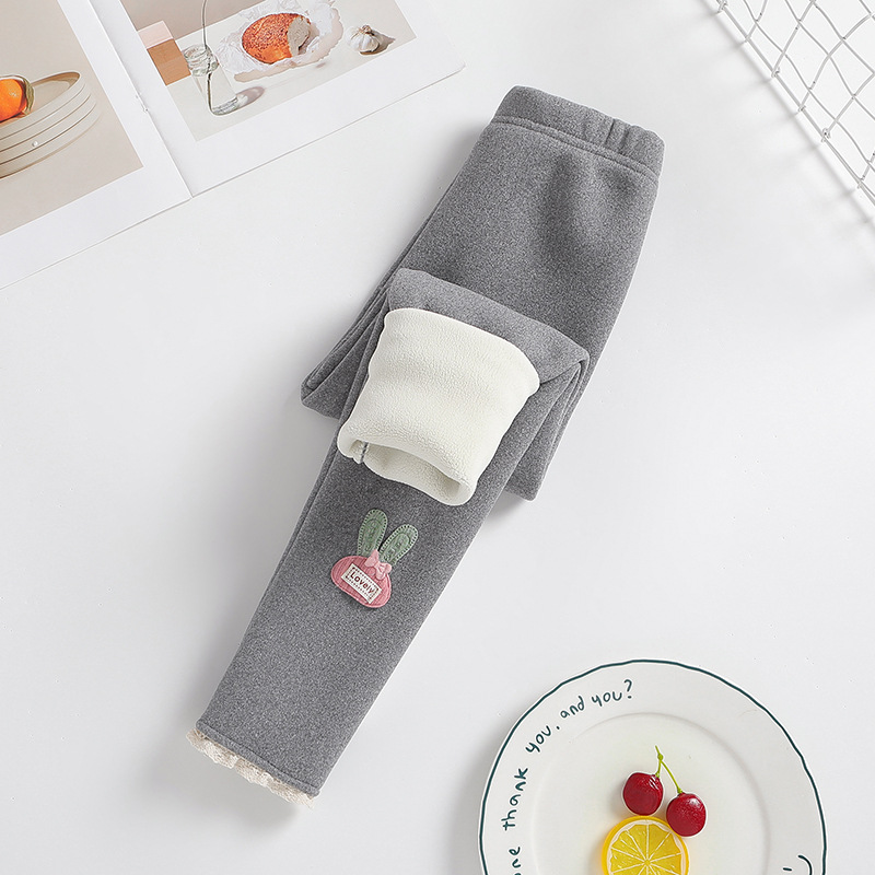 Picture of Girls' Winter Wear fleece-lined Thickened Leggings Children's Autumn and Winter Integrated Fleece Outer Wearing Western Style Baby Warm Long Pants