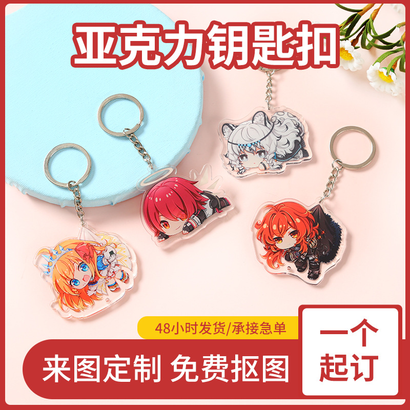 Picture of Acrylic Keychain Wholesale Creative Cartoon Animation Keychain Pendant DIY Star Peripheral Keychain