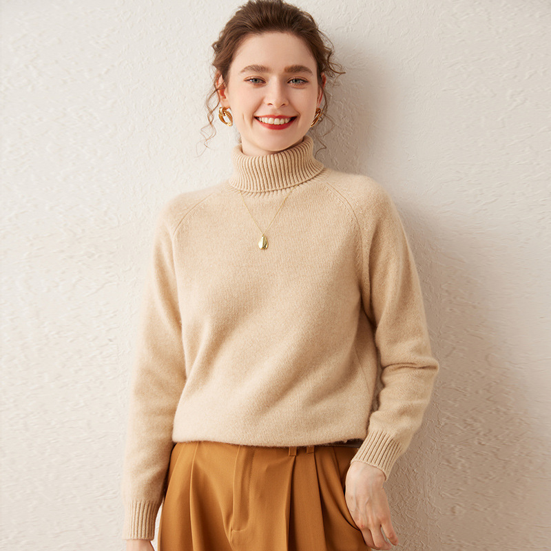 Picture of Autumn and Winter New Cashmere Turtleneck Cashmere Sweater Women's 2024 Loose Thickened Pullover Sweater Wool Knitted Base Shirt