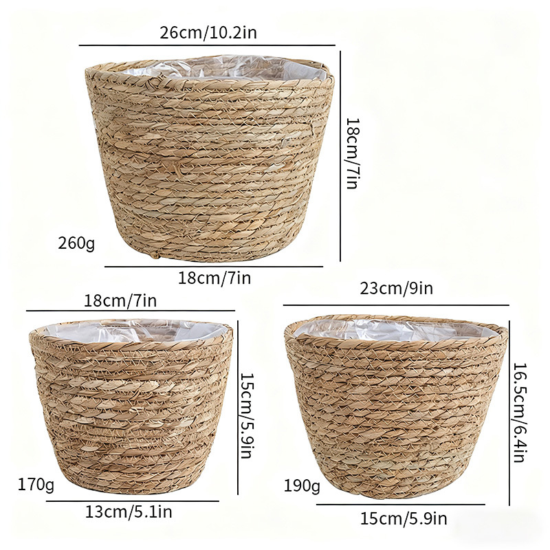 Picture of Cross-border Hot Sale Straw Rattan Flower Basket Creative Home Woven Basket Balcony Living Room Decoration Green Plant Potted Flower Pot