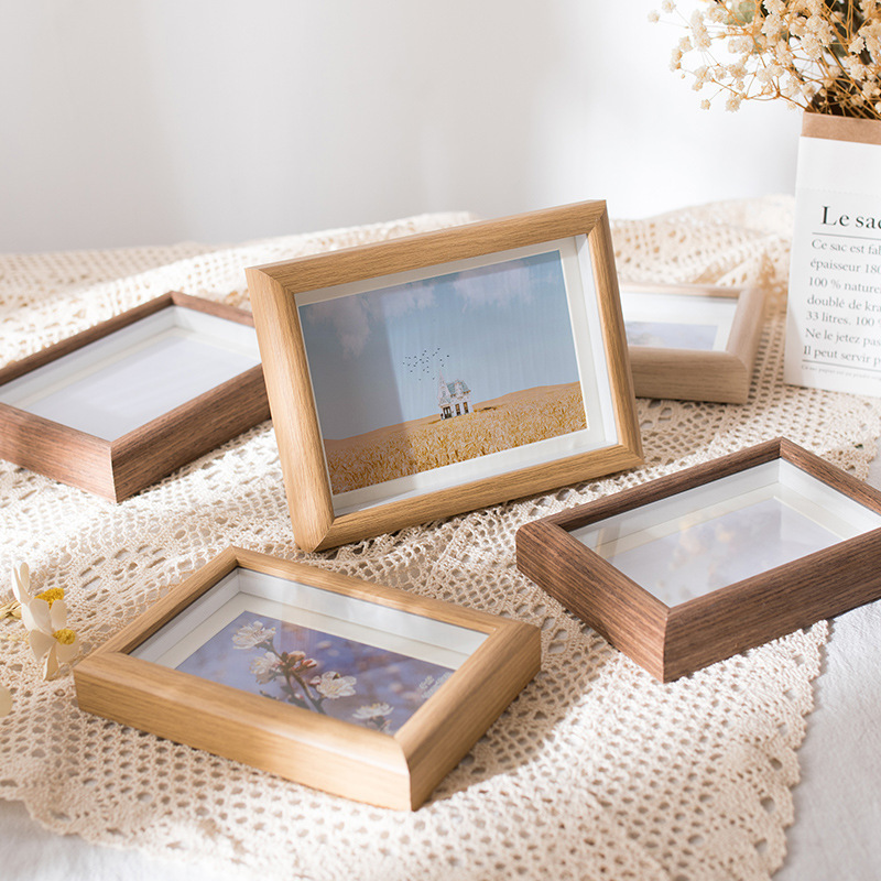 Hollow photo frame picture frame tea specimen frame three-dimensional hollow table blank wooden creative desktop decoration