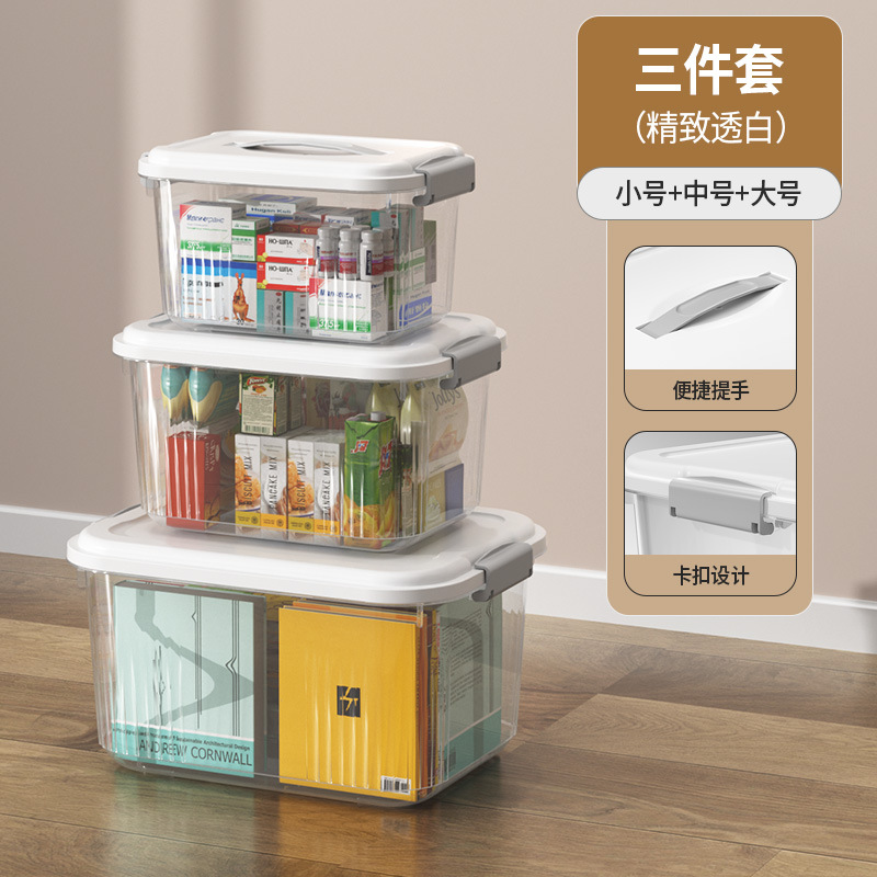 Picture of Transparent Storage Box Plastic Box with Lid Satchel Storage Box Large and Small Clothing Storage Box Organizer Box with Lid