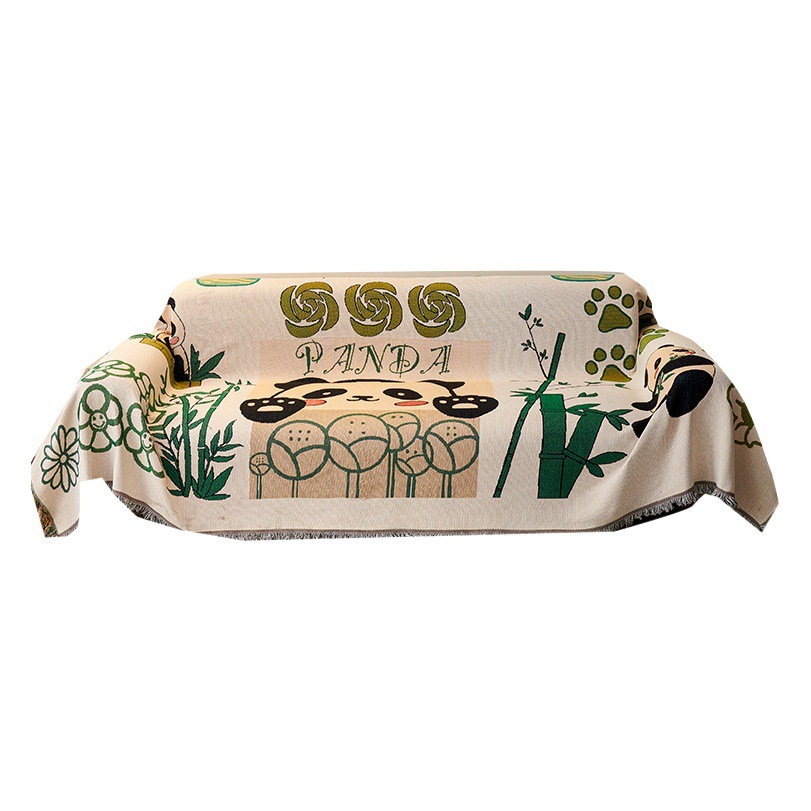 ins panda sofa towel cover cloth outdoor living room sofa cover towel double-sided sofa cushion four seasons universal sofa cover