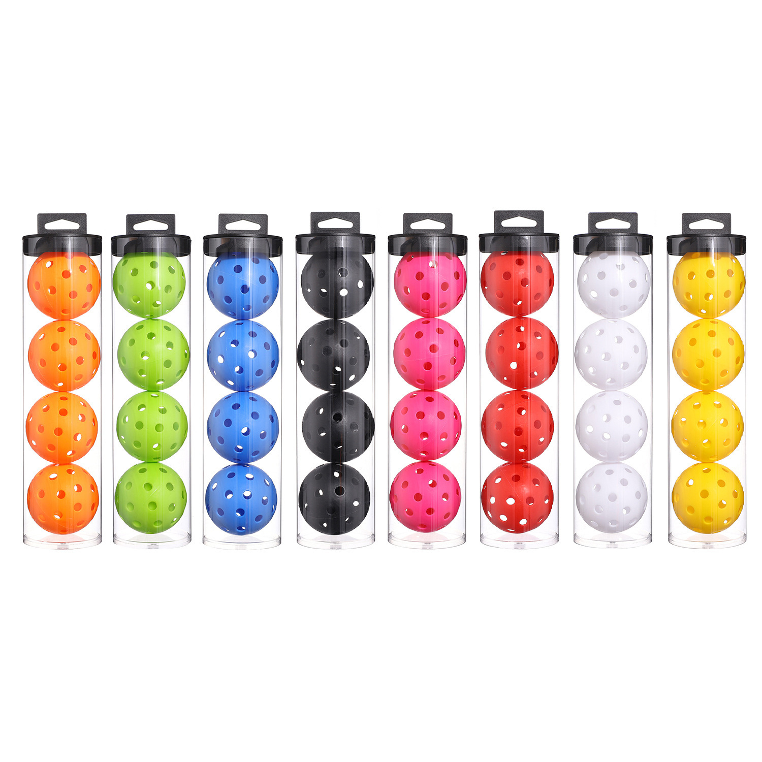 Pickleball Bucket Set of Four, 40-Hole Balls, 74mm Injection-Molded Balls, Club Practice Balls, Wholesale, Available in Multiple Colors
