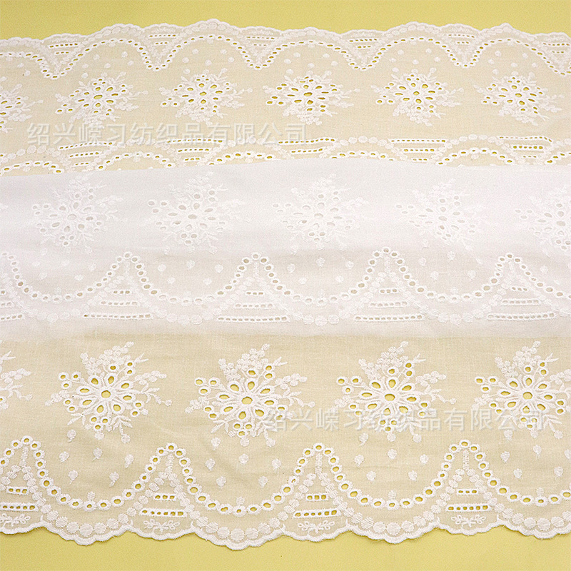 Picture of in stock variety of pure cotton hollow embroidered fabric bilateral positioning perforated spring and summer children's clothing dress white embroidered fabric