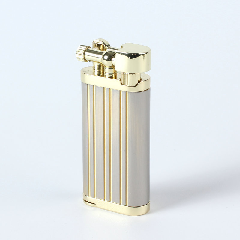 Picture of Grinding wheel open flame cigarette lighter gas creative inflatable Langsheng oblique fire lighter metal pipe mini lighter gift