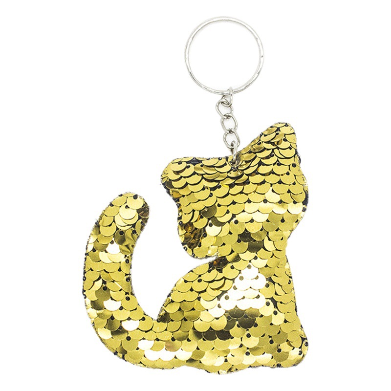 Cross-border cat key ring cat key chain pendant cute pendant factory spot customizable sequins keychain