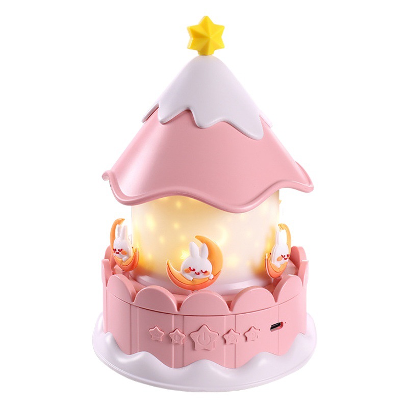 New creative starry light romantic Music Music Music Box Children girl girl carousel projection lamp night light
