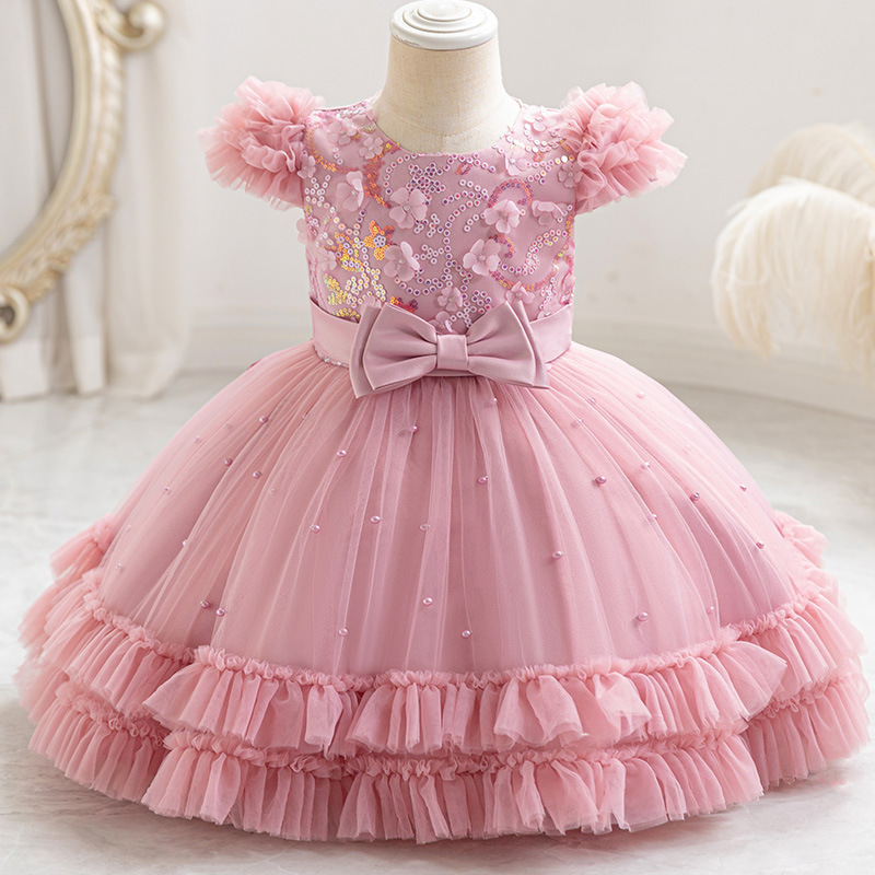 Wholesale New Women's Treasure Children's Dress Sequins Poncho Princess Dress Birthday dress Kids Dress