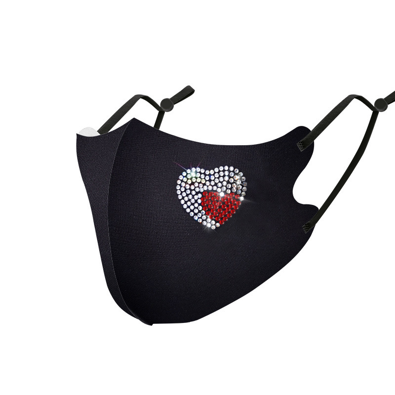 Picture of Trendy Colorful Rhinestone Ice Silk Mask Fashion European and American Style Dustproof Breathable Sun Protection Face Mask with Sparkling Rhinestones Uv Protection
