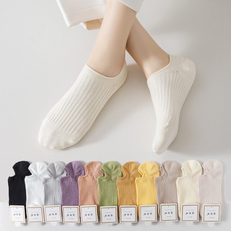 Picture of Double-Needle Socks 7A Antibacterial and Deodorant Boat Socks for Women Spring and Summer Cotton Socks Silicone Non-Slip Shallow Mouth Invisible Women's Cotton Socks
