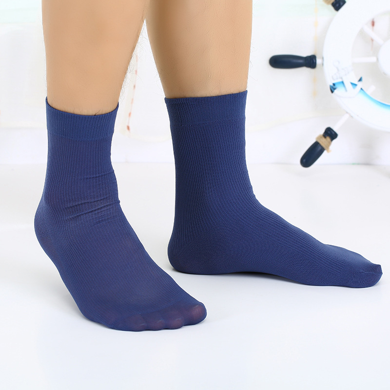 Picture of Men's summer stockings solid color comfortable bamboo fiber striped socks breathable sweat-absorbent casual business socks stall supply
