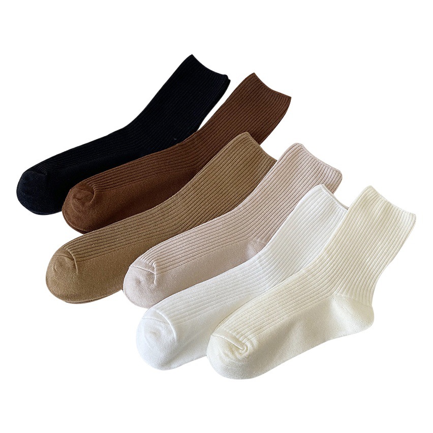 Women's socks autumn and winter New Japanese double needle vertical stripes women's mid-calf socks cotton ins trendy women's socks wholesale
