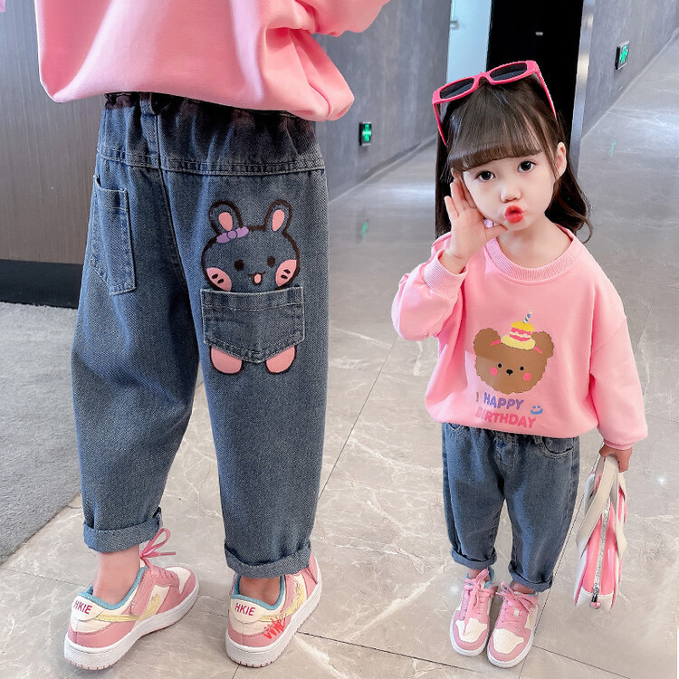 Picture of Girls' Pants Korean Jeans Women's Micro Denim Pants Fashion Split Stretch Girls' Spring and Autumn Jeans
