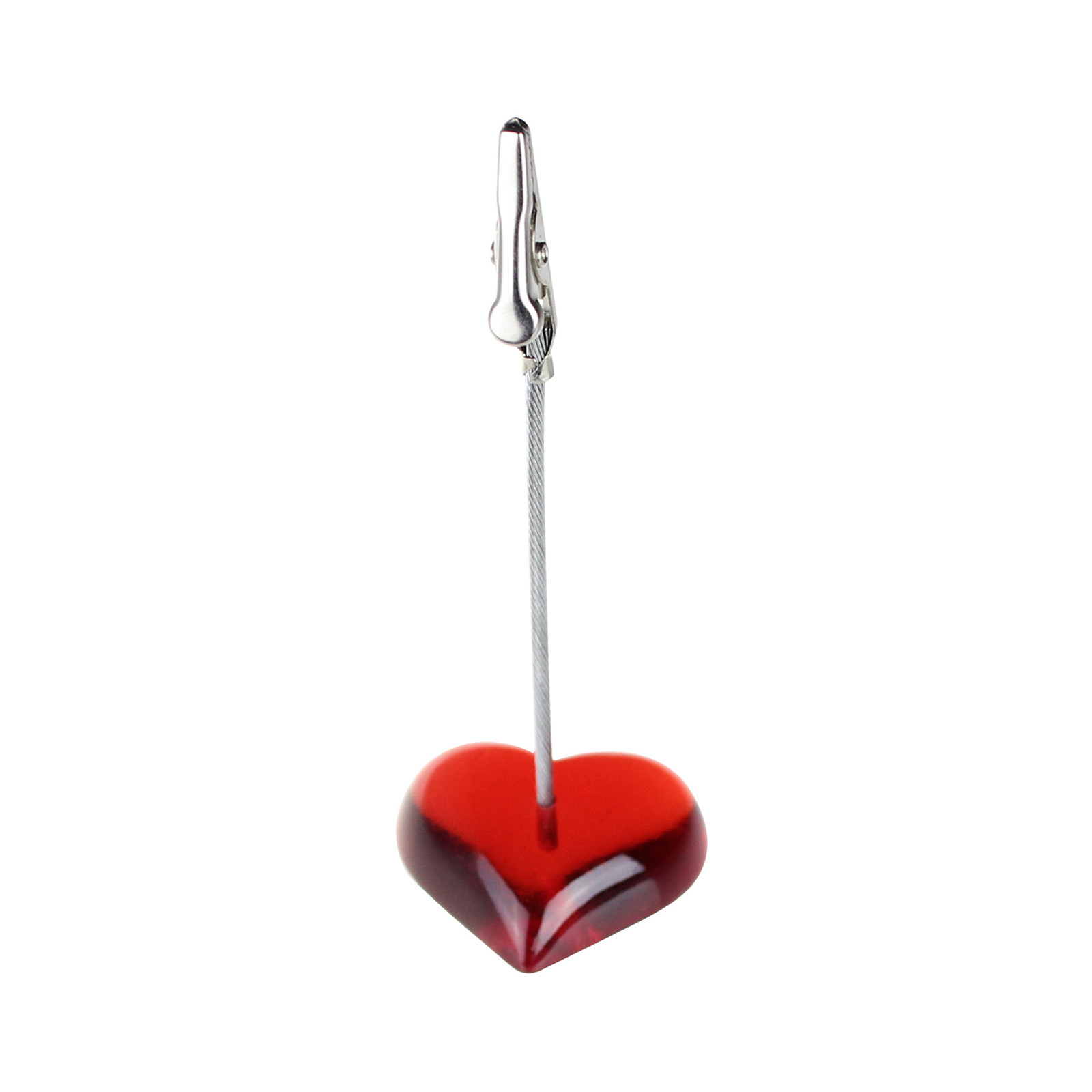 Picture of Red Heart-Shaped Base Photo Clip, Steel Wire Memo Clip with Logo Printing, Suitable for Wedding Display, Storage, and Styling Memo Clips