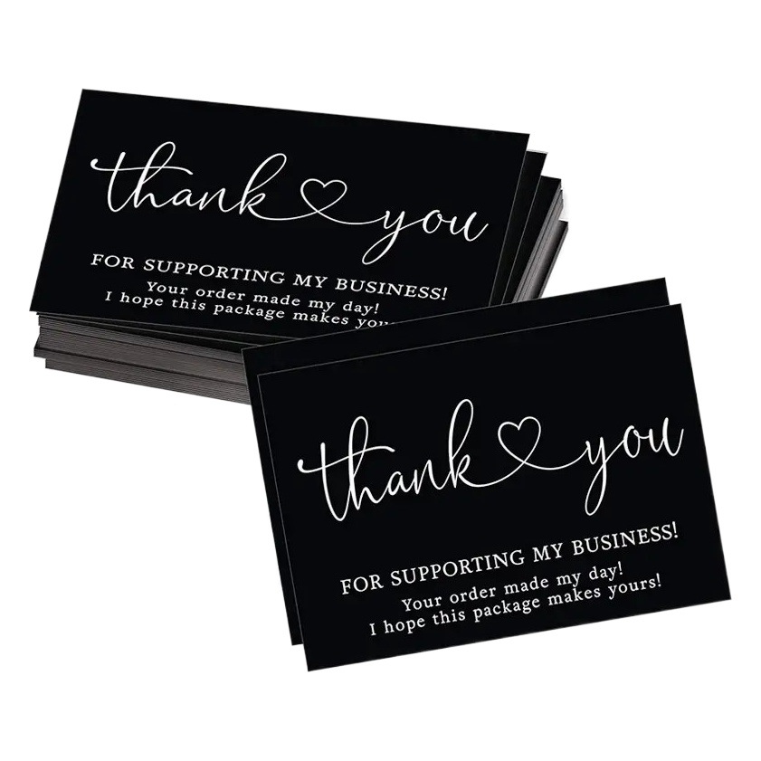 Picture of Cross-Border Wholesale Black Thank You Card Coated Paper Card Thank You Gift Card Packaging English Card