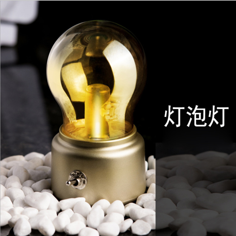 Creative USB rechargeable retro bulb lamp LED table lamp glass bedside atmosphere nightlight gift