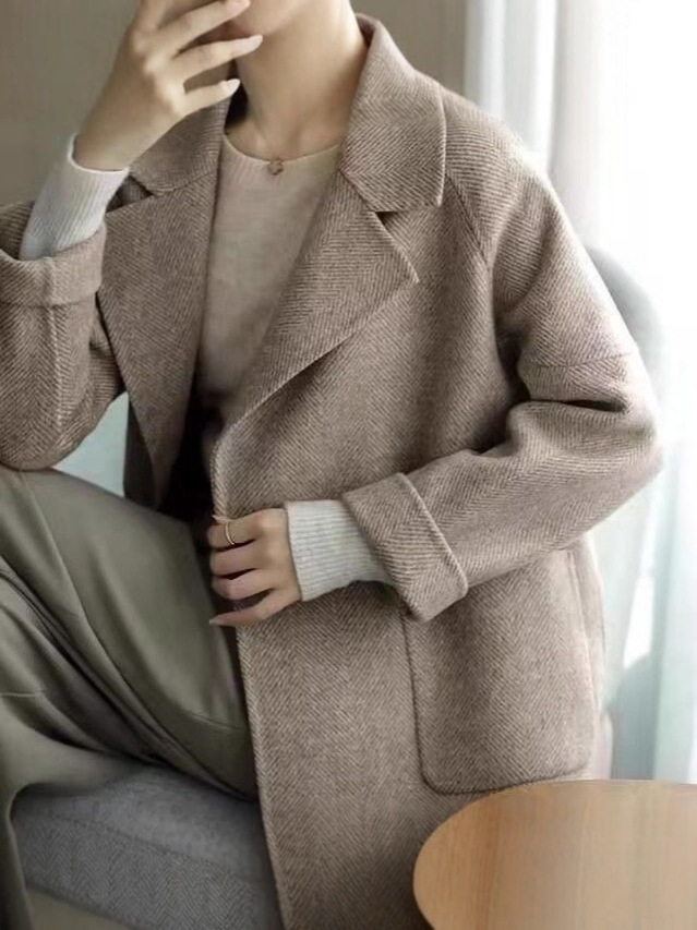 Picture of Herringbone tweed coat women's 2025 autumn and winter new fashion high-end thickened casual thick high-end coat trend