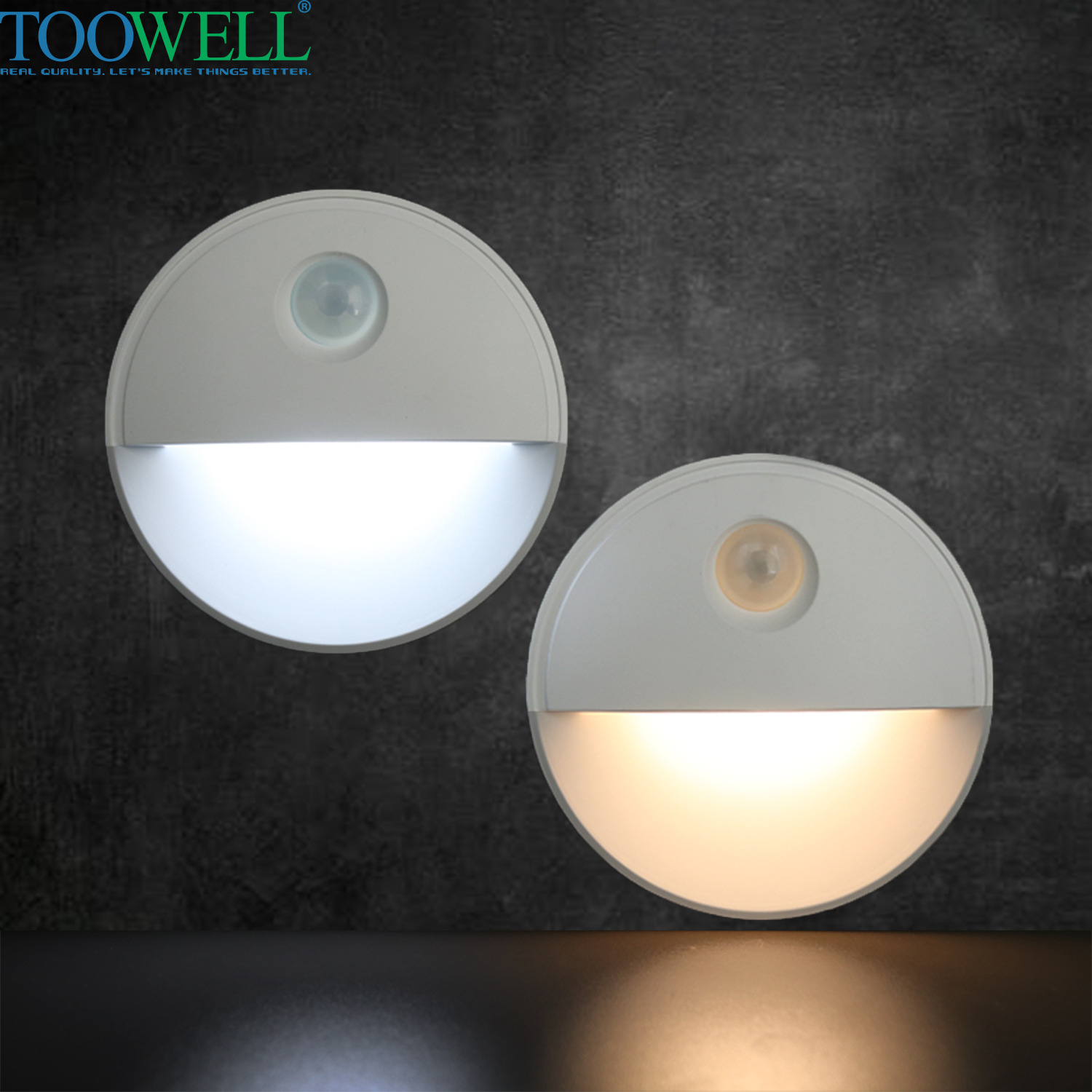 Cross-border e-commerce new exotic LED half-month smiley face infrared human body sensor light soft eye protection Light sense indoor night light