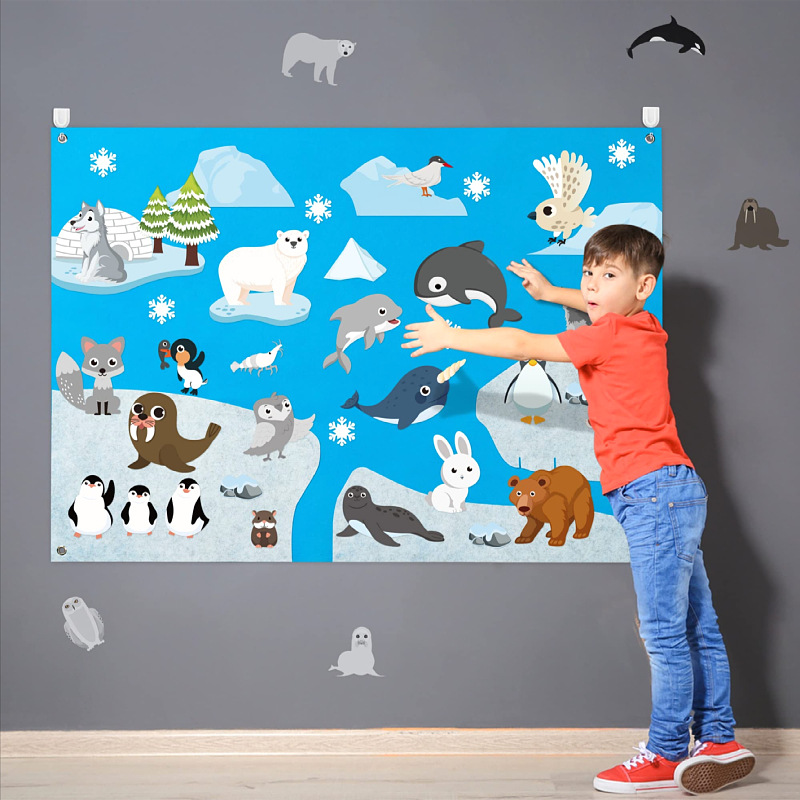 Picture of Amazon cross-border children's early education 3DIY three-dimensional felt game package storyboard learning board printing dinosaur animals