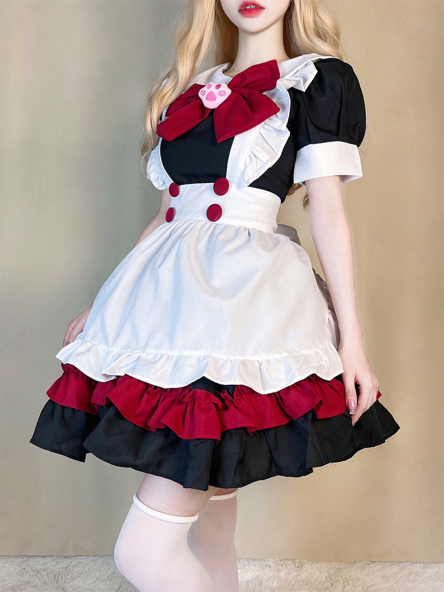 Picture of Halloween Maid Costume Gothic Dark Red Department College Style Lolita Lolita cosplay dress cos