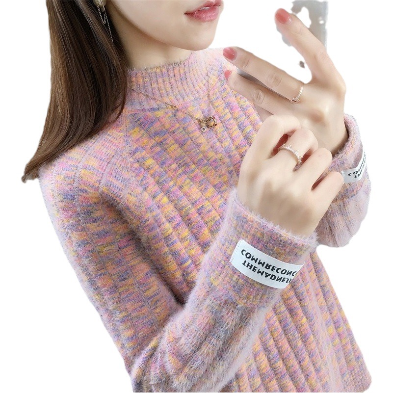 Picture of Women's Sweater 2024 Autumn and Winter New Women's Loose Outerwear Half Turtle Collar Top Popular Thickened Bottoming Shirt
