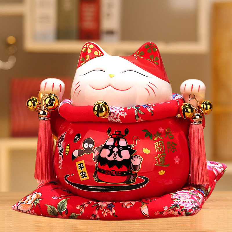 Picture of Lucky Cat Ornaments Creative Gift Decorations Japanese Piggy Bank Large Ceramic Living Room Shop Opening Lucky Cat