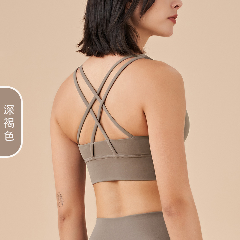 Picture of 2022 new double-sided brushed cross back sports underwear shockproof push up yoga sports bra fitness vest