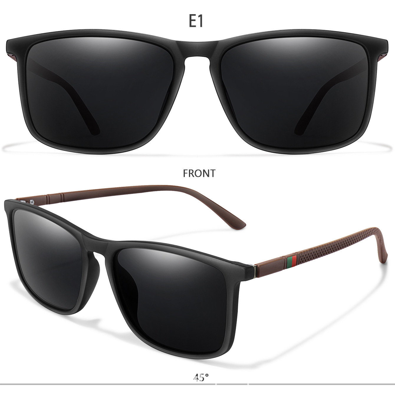 Picture of AliExpress wish shrimp skin popular polarized sunglasses square large frame classic glasses men and women driving fishing sunglasses