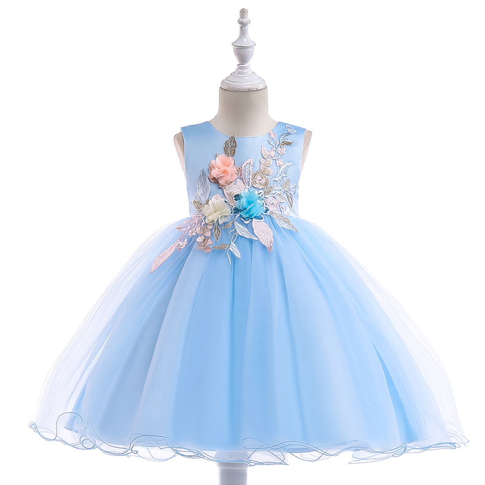 Foreign trade new ebay European and American nail flower girl dress party catwalk host Flower Girl Wedding Dress Princess dress