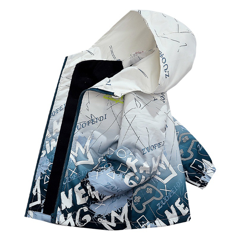 Children's Charge Clothes One-piece Fleece Outdoor Boys' Baby Windproof Little Boy's Coat Big Children's fleece-lined Mountaineering Clothes Trendy