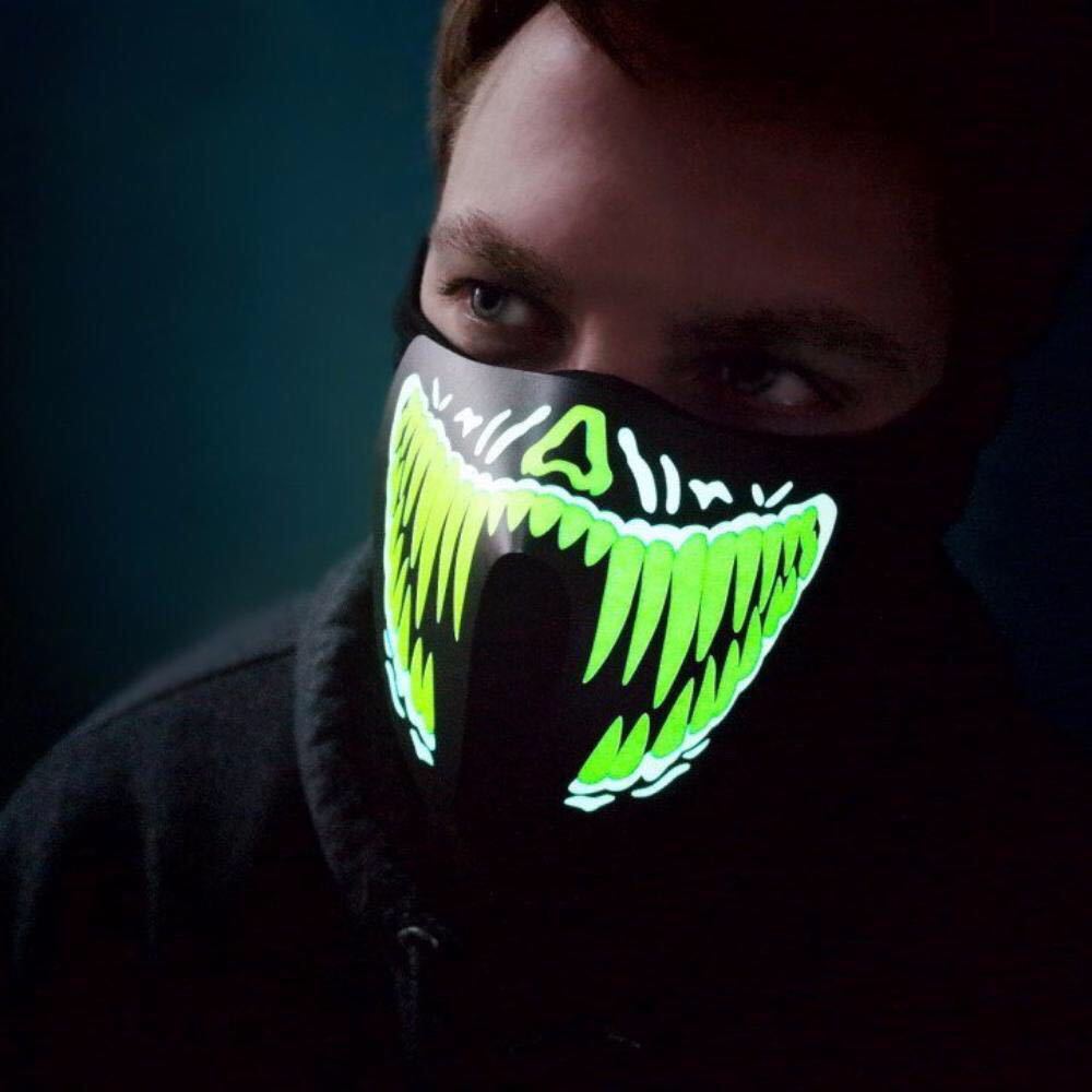 Picture of Manufacturer El Luminous Half-Face Mask Halloween El Cold Light Sound-Controlled Mask Gift Sound-Controlled Luminous