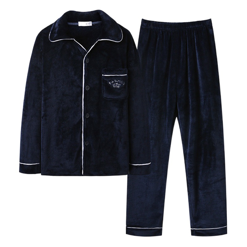 Winter new men's outdoor pajamas coral fleece pajamas men's thickened flannel home wear one-piece delivery