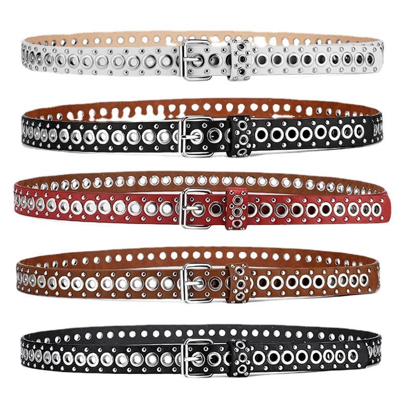 Picture of Belt Women's European and American Punk Rivet Street Personality Men's Belt Air Eye Belt Girls' Cross-border Hipsound Hair