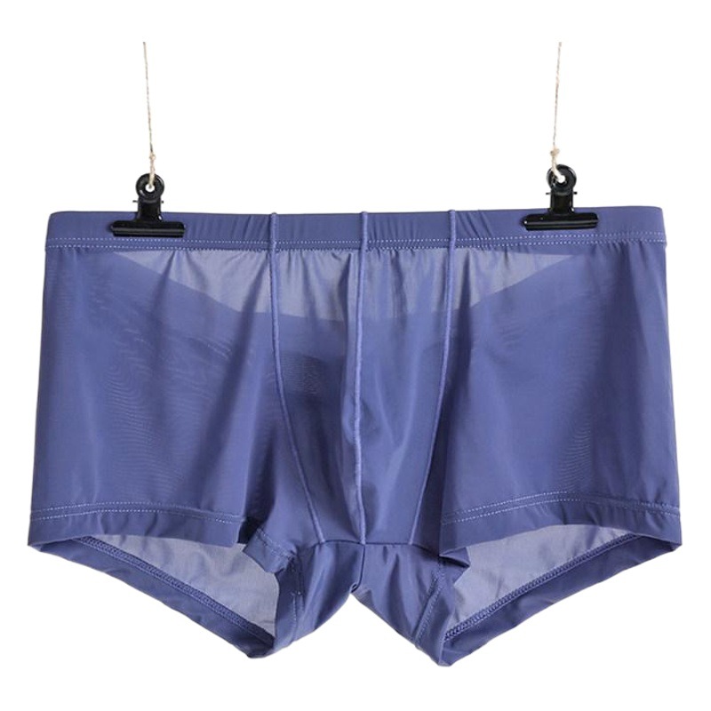 Men's Ice Silk Transparent Underwear Low Waist Thin Summer Sexy Boxers Breathable Slim-Fit Trendy Men's Youth Shorts