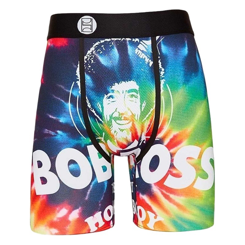 Fashion Brand PSD Ice Silk Polyester Short Pants Beach Pants Printed Animation Comfortable Sports Running Boxer Briefs for Men