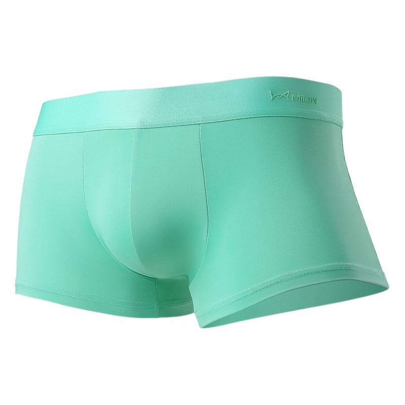 Men's Underwear, Men's Ice Silk Boxer Briefs, Student Double-Layered Inner Lining, Breathable 10A Antibacterial Solid Color Boxer Shorts