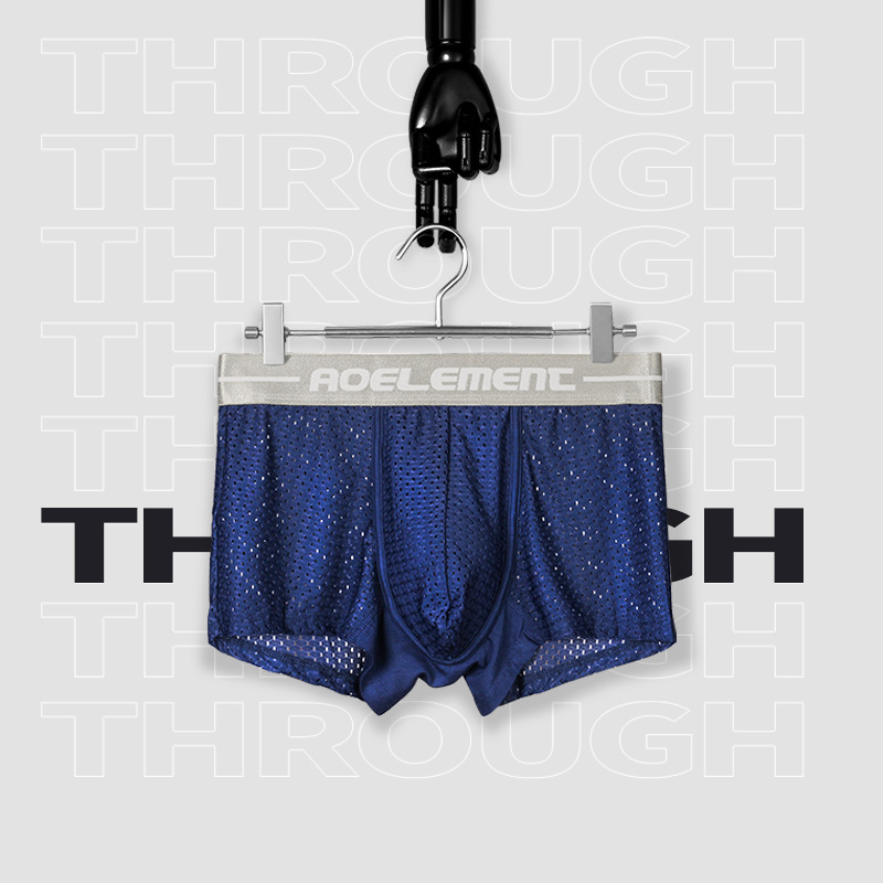 Picture of Men's Underwear Summer Breathable Boxer Shorts Traceless Underwear Men's Thin Sexy U Convex Mesh Quick-drying Boxer Shorts