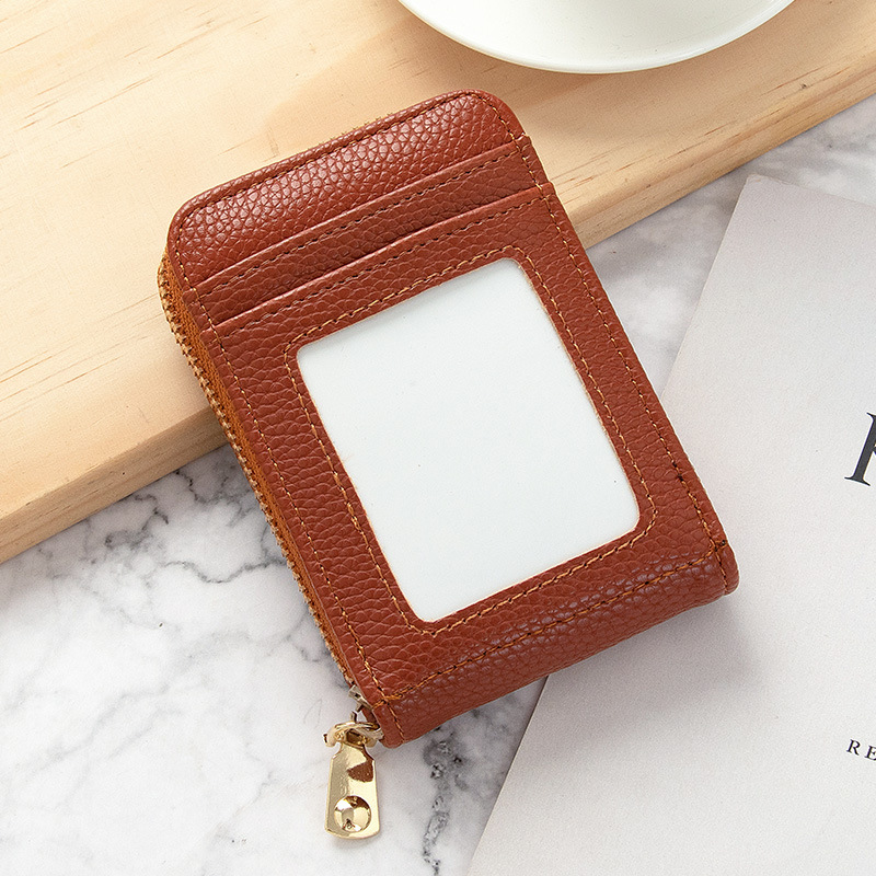 Picture of Card Bag Women's Korean-style New Anti-degaussing Solid Color Driver's License Mini Simple Multi-functional Compact Card Bag Card Cover for Women