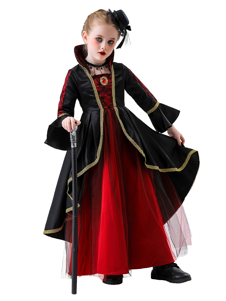Amazon Aliexpress Foreign Trade Halloween New Children's Little Witch Cosplay Cos Fairy Tale Stage Outfit