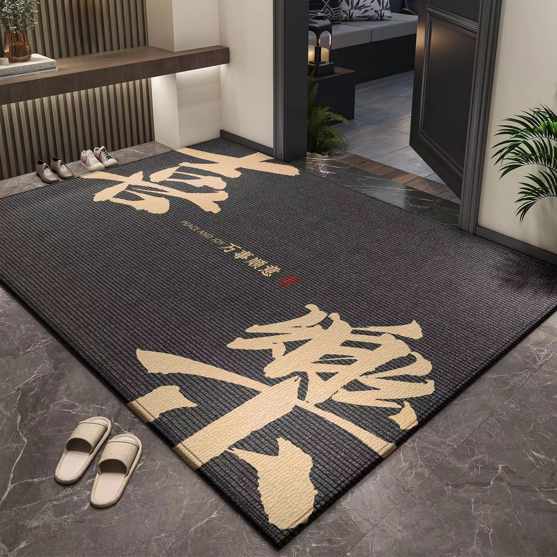 Simple Entrance Mat Gray Entrance Entrance Dirt-resistant Foot Mat Chinese-style Entrance Dust Removal Dirt-resistant Door Mat Wash-free Mat