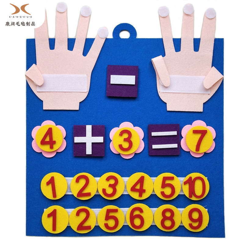Children's cartoon felt busy board diy baby early education finger arithmetic felt Learning Board finger arithmetic felt