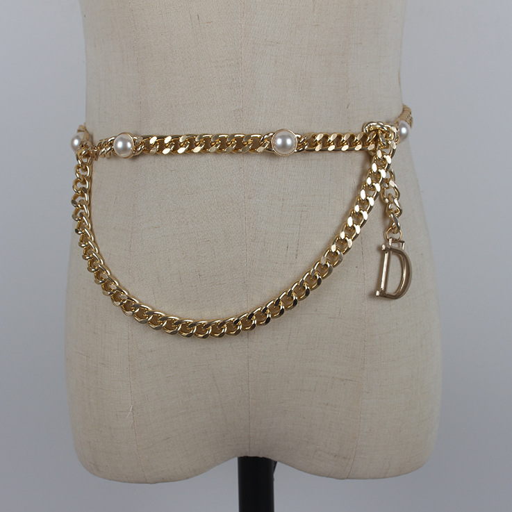 Picture of European and American Metal Thick Chain Belt Women's Decorative Fashion All-match Dress Shirt Suit Waist Chain Letter D